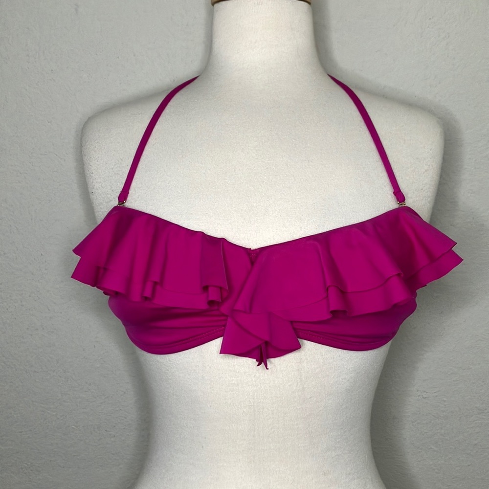 Pink Ruffle Bikini Top